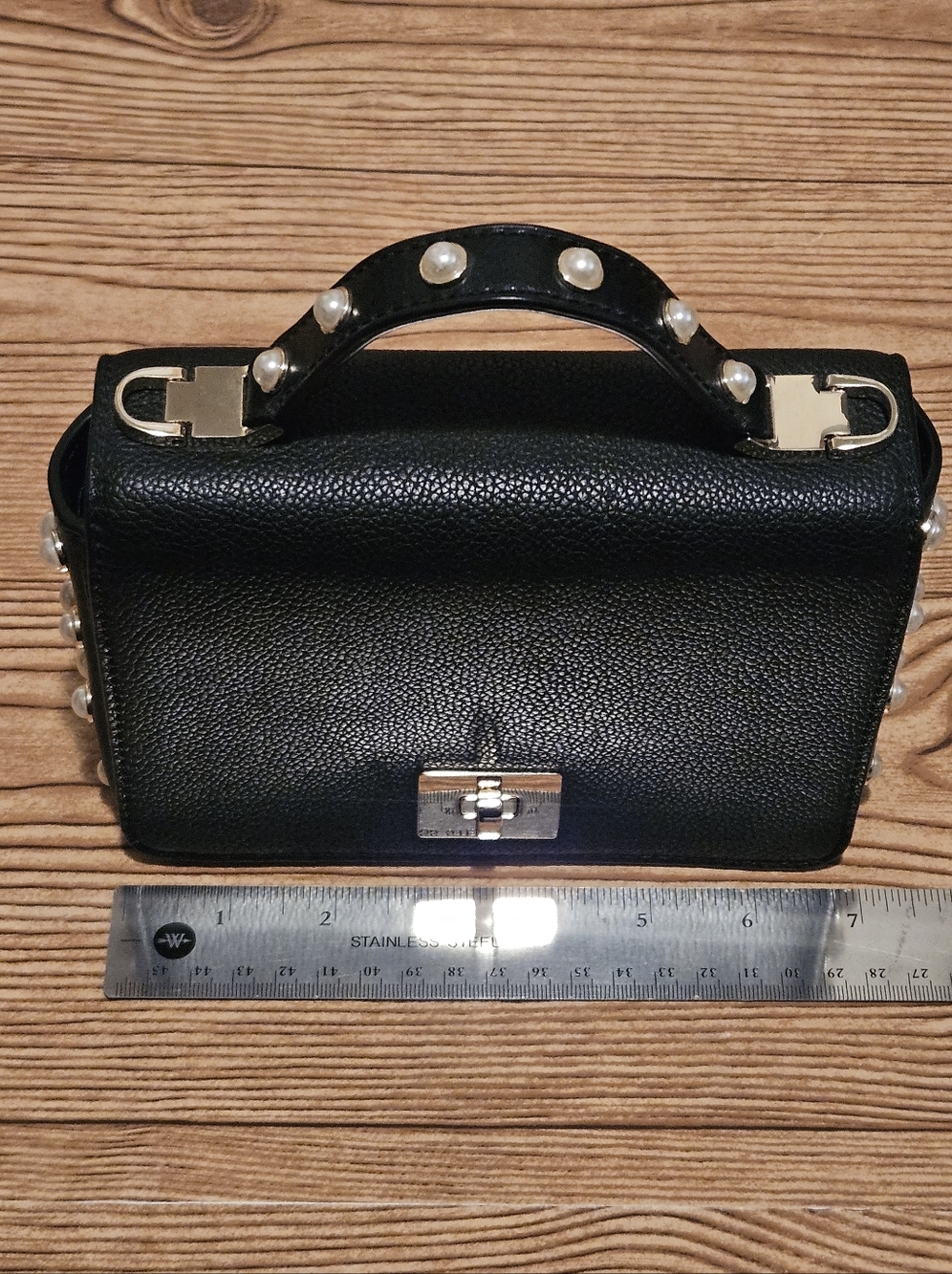 Kate Spade Serrano Place Pearl Maisie Hand Bag Crossbody Black Gold - Picture 2 of 13